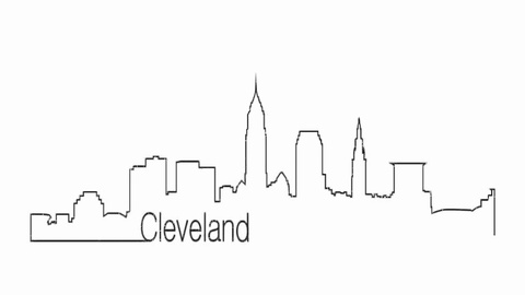 480x270 continuous line drawing city urban skyline outline of cleveland - City Line Drawing