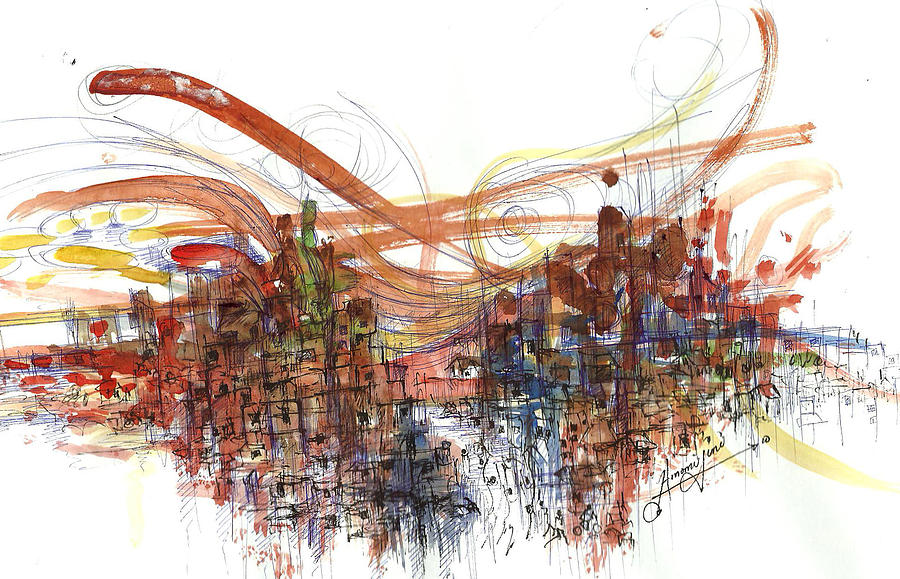 900x579 City Line Drawing - City Line Drawing