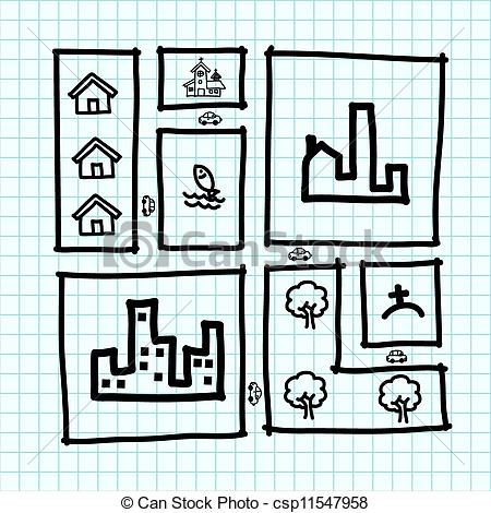 450x470 hand draw city mapzoning illustration hand draw city map - City Map Drawing
