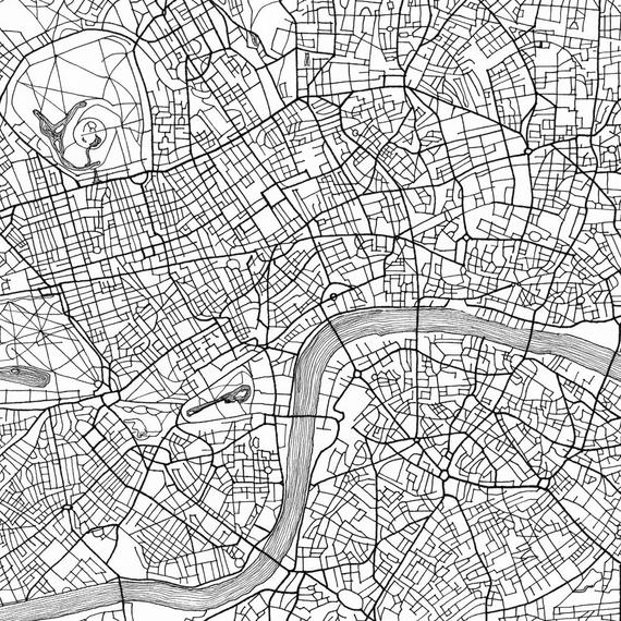 570x570 london map street map england uk city map drawing black and etsy - City Map Drawing