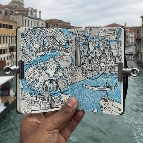 474x474 city day trip map drawing of venice, italy sketch book - City Map Drawing