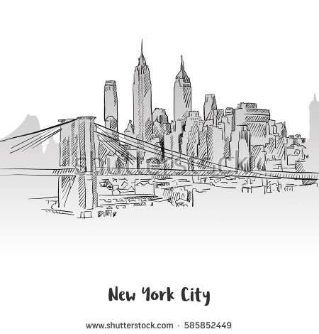 450x470 latest new york skyline drawing helpsite us - City Outline Drawing