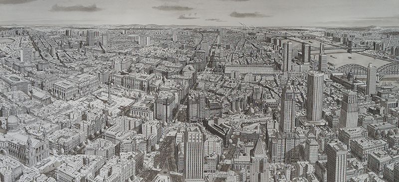 800x366 Highly Realistic City Drawings - City Pencil Drawing