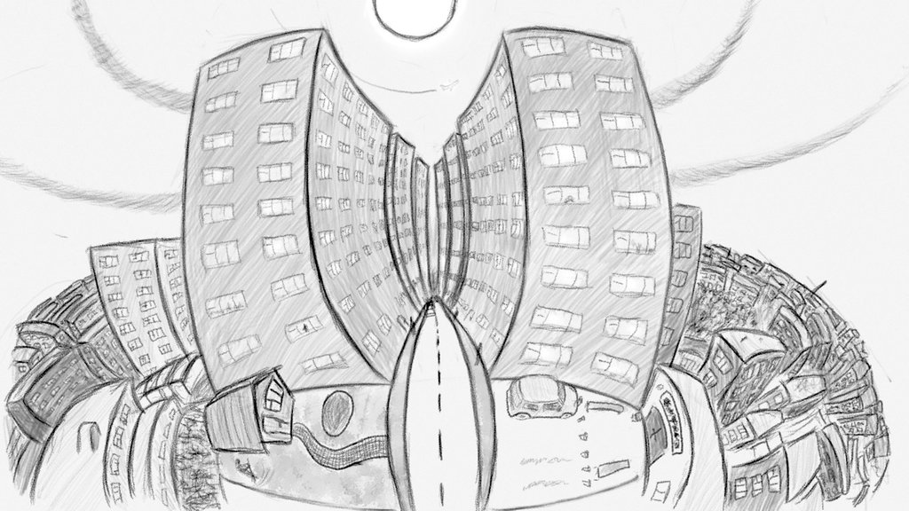 1024x576 City Drawing Pencil For Free Download - City Pencil Drawing