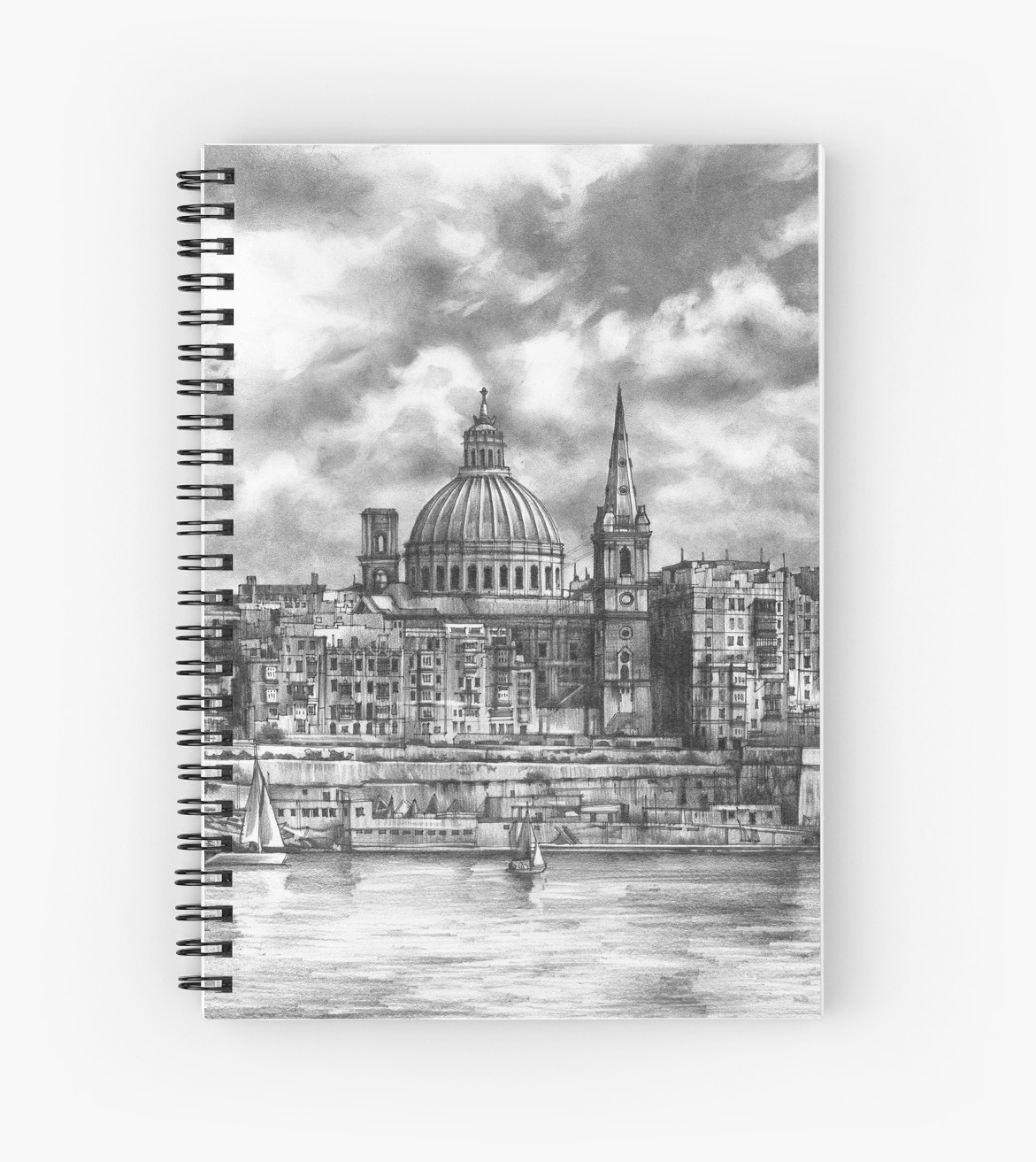 1171x1313 View Of The City Of Malta - City Pencil Drawing