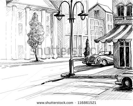 450x360 Pencil Drawing City - City Pencil Drawing