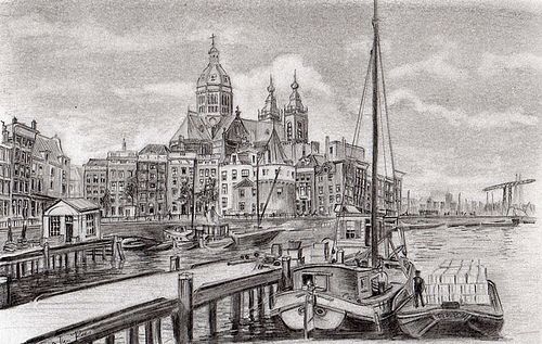 500x317 Pencil Drawing City - City Pencil Drawing