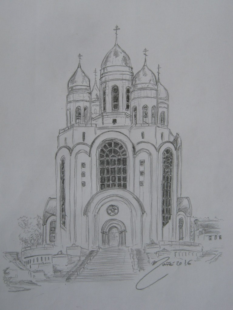 768x1024 Architecture Of The World The Cathedral Of Christ The Saviour - City Pencil Drawing