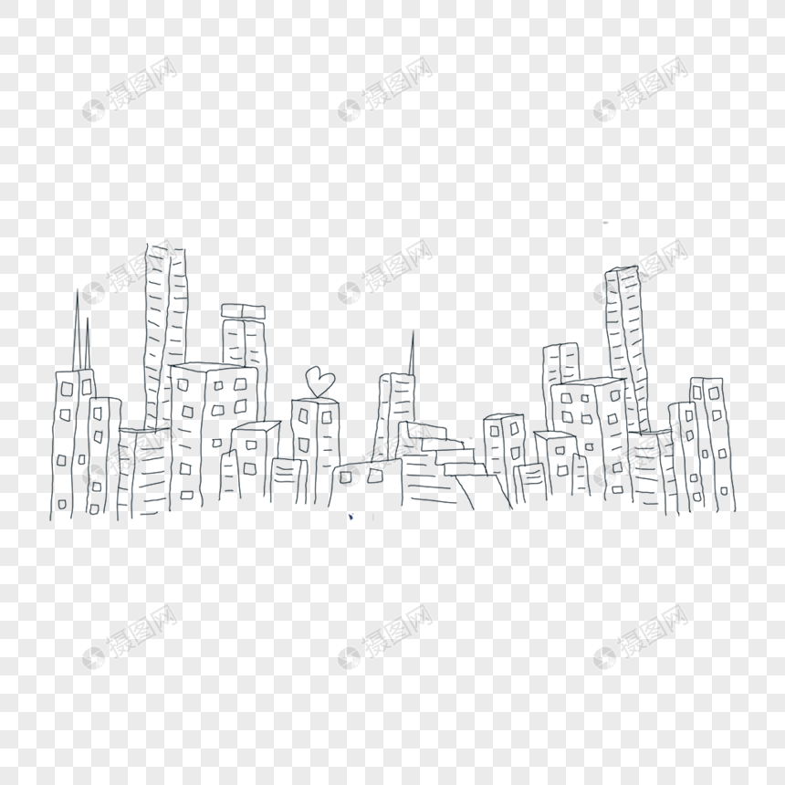 860x860 Line Drawing City Silhouette Png Image Picture Free Download - City Silhouette Drawing