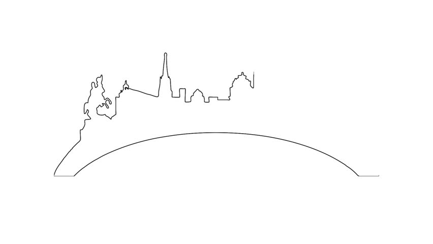 852x480 vienna city view city silhouette ink drawing, animation - City Silhouette Drawing