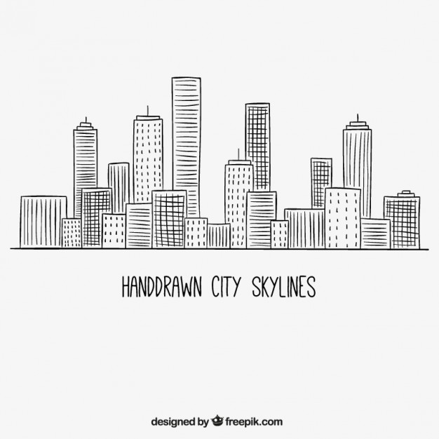 626x626 Hand Drawn Sity Skylines Vector Free Download - City Skyline Drawing