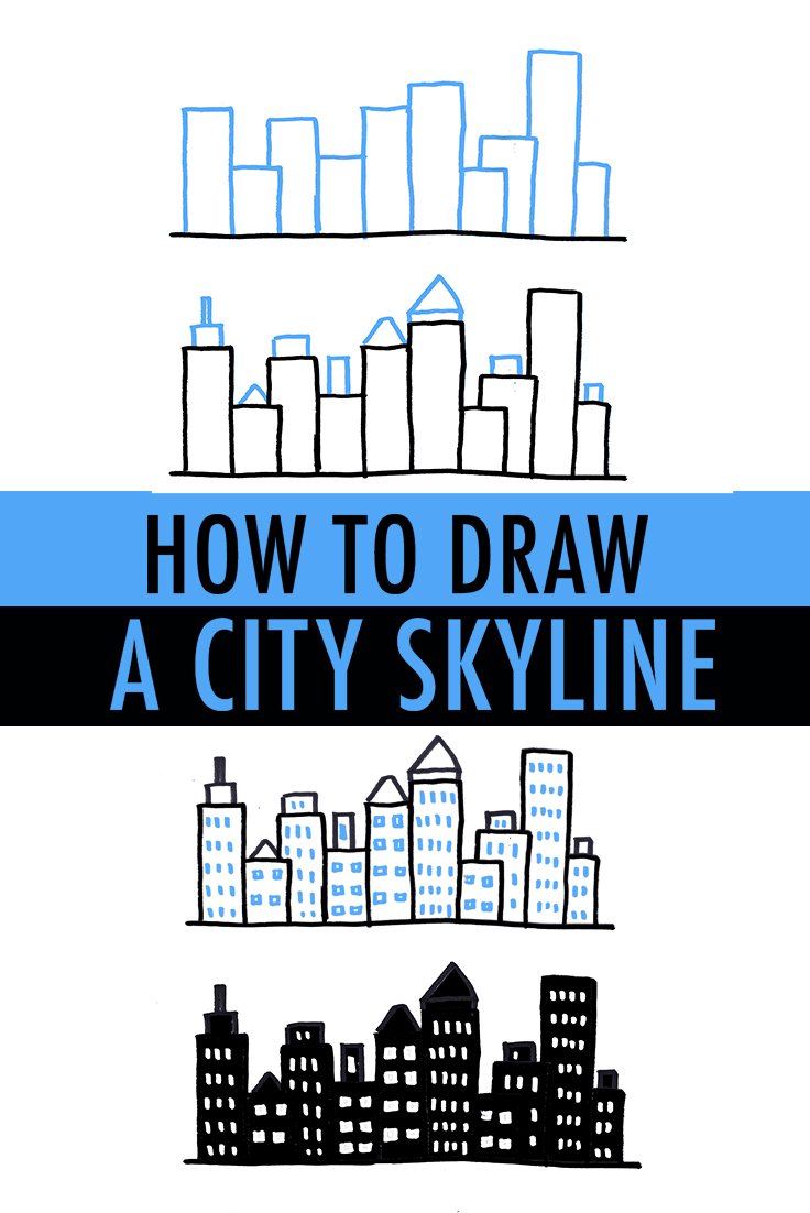 736x1102 How To Draw A City Skyline Ways - City Skyline Drawing