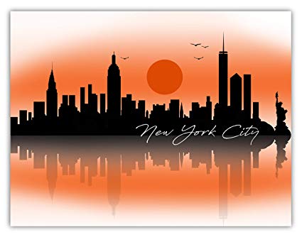 425x334 ramini brands lady liberty new york city skyline - City Skyline Drawing
