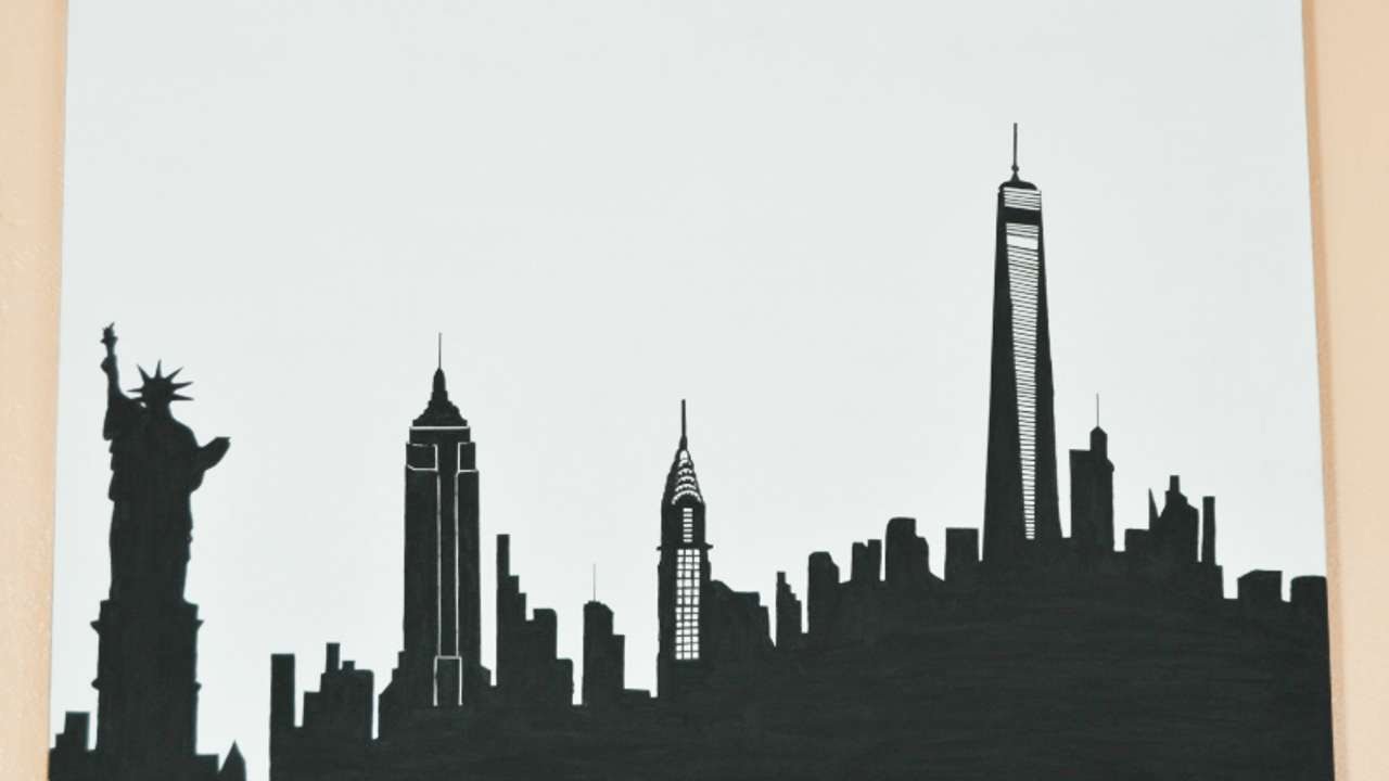 1280x720 How To Draw A Skyline Silhouette Of New York - City Skyline Drawing Simple
