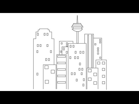 480x360 How To Draw A City - City Skyline Drawing Simple