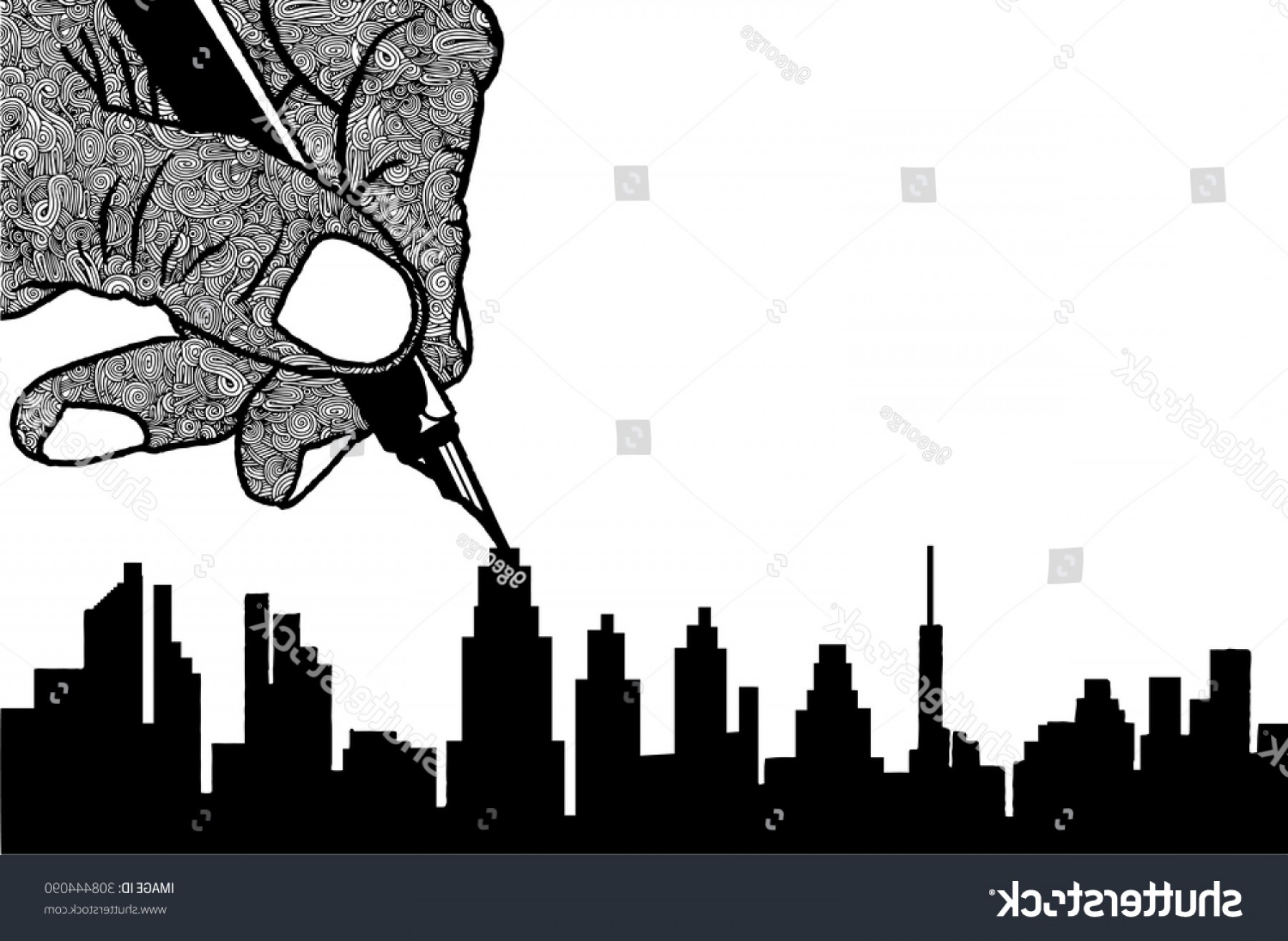1800x1315 Simple Line Drawing Building Big Cityvector Soidergi - City Skyline Drawing Simple