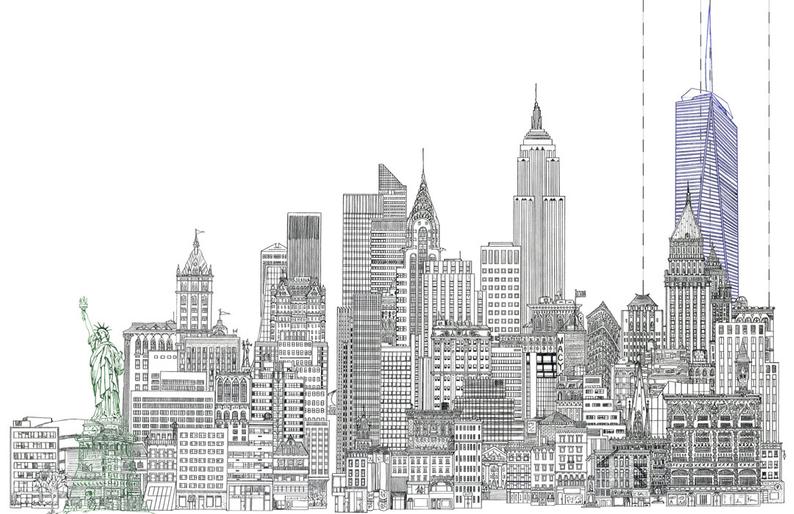 City Skyline Line Drawing