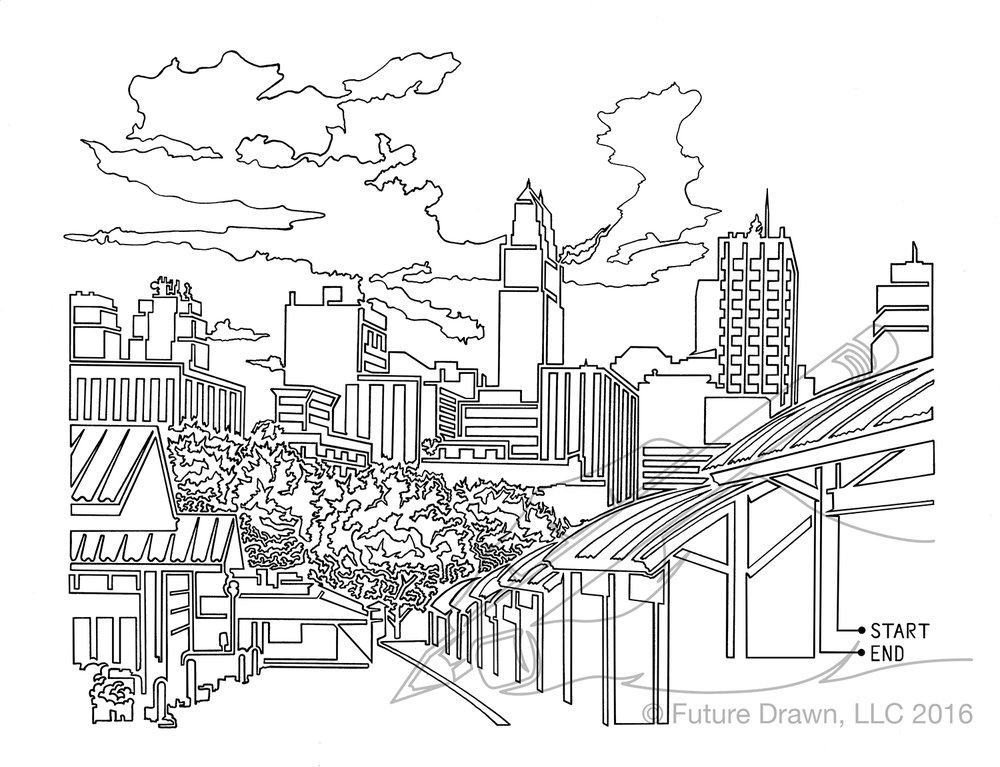 1000x767 kansas city skyline in onelne limited series prints experience - City Skyline Line Drawing