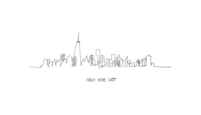 700x401 new york city skyline drawing pillow sham - City Skyline Line Drawing