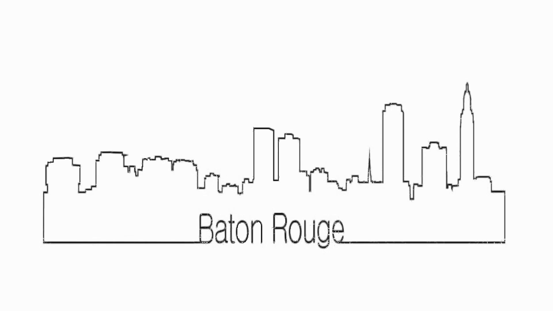 1920x1080 Continuous Line Drawing City Urban Skyline Outline Of Baton Rouge - City Skyline Line Drawing