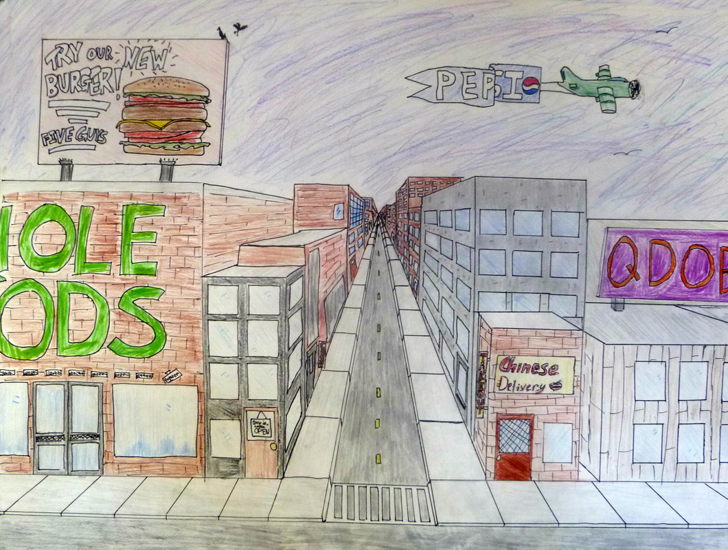 1060x800 Drawing I - City Street Drawing