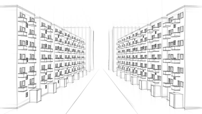852x480 Animated Drawing Of A Living Stock Footage Video - City Street Drawing