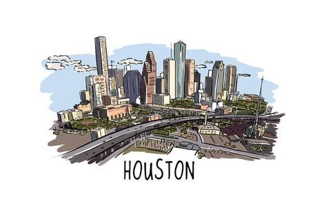 473x315 Houston, Texas - Cityscape Drawing