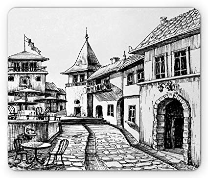 425x363 ambesonne cityscape mouse pad, old peaceful city - Cityscape Drawing