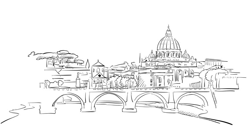 852x480 rome cityscape time lapse animation stock footage video - Cityscape Drawing