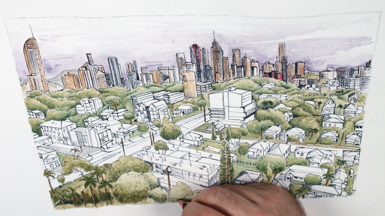 1280x720 cityscape drawing - Cityscape Drawing