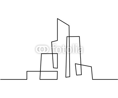 400x333 continuous line drawing building cityscape line art silhouette - Cityscape Line Drawing