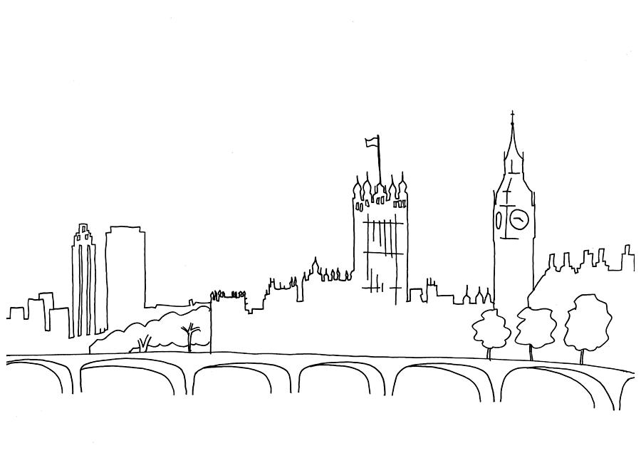900x636 drawn cityscape line drawing - Cityscape Line Drawing