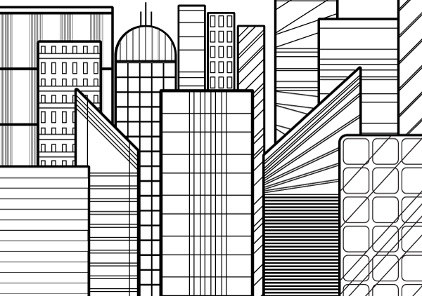 600x422 how to create a line based cityscape with the rectangle tool - Cityscape Line Drawing