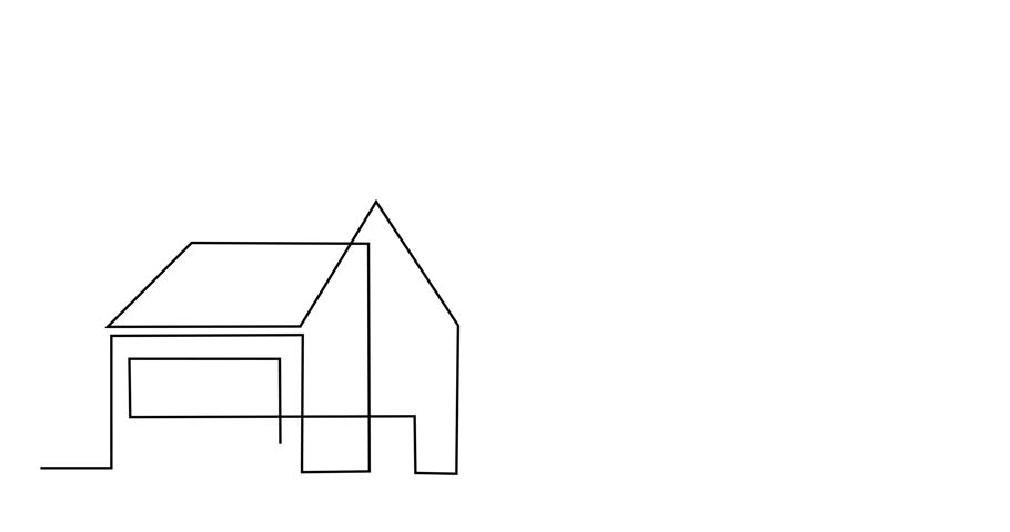 910x480 of continuous line drawing of house cityscape - Cityscape Line Drawing