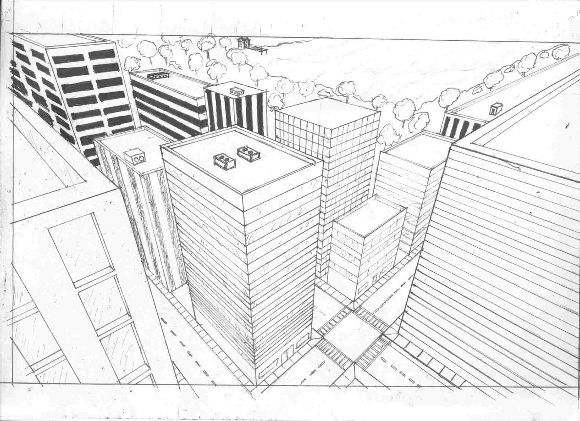 1900x1381 how cityscape drawing point perspective to draw a city - Cityscape Perspective Drawing