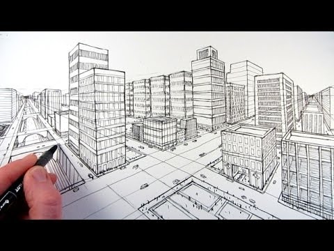 480x360 How To Draw A City Using Two Point Perspective - Cityscape Perspective Drawing