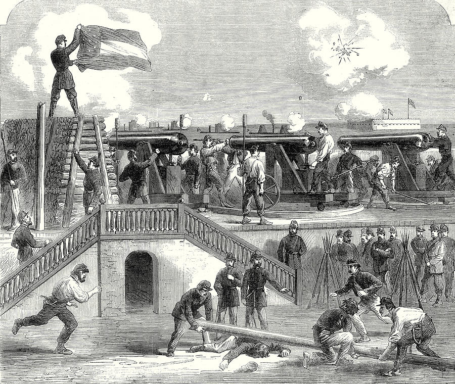 900x760 the american civil war scene at fort moultrie drawing - Civil War Drawings