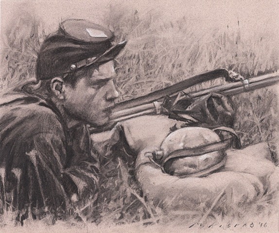 574x480 the wait - Civil War Soldier Drawing