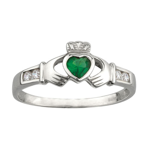 500x500 claddagh ring with synthetic emerald sterling silver - Claddagh Ring Drawing