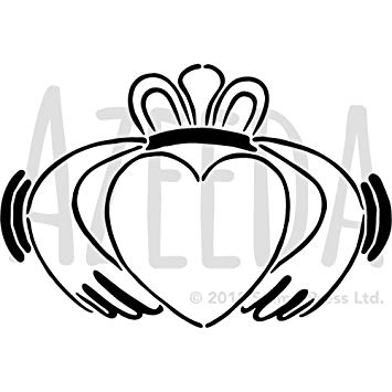 355x355 azeeda 'claddagh ring' wall stencil template - Claddagh Ring Drawing