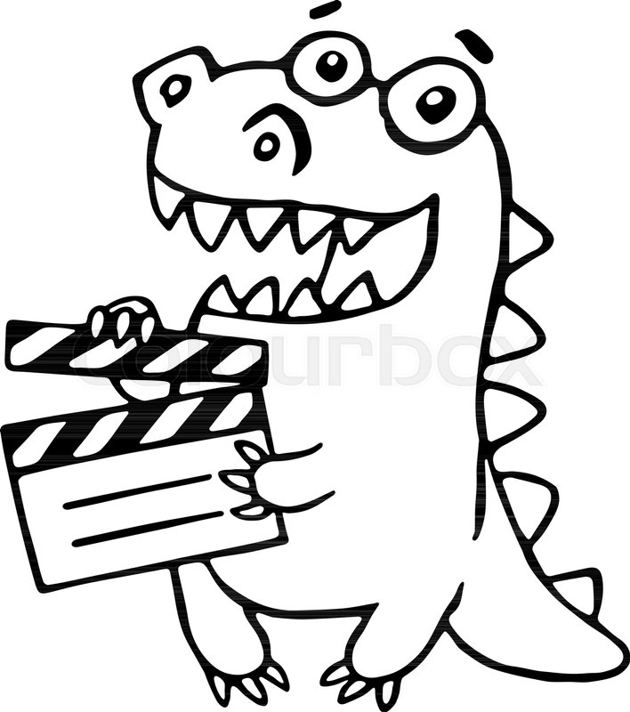 708x800 dragon with movie clapper board stock vector colourbox - Clapperboard Drawing