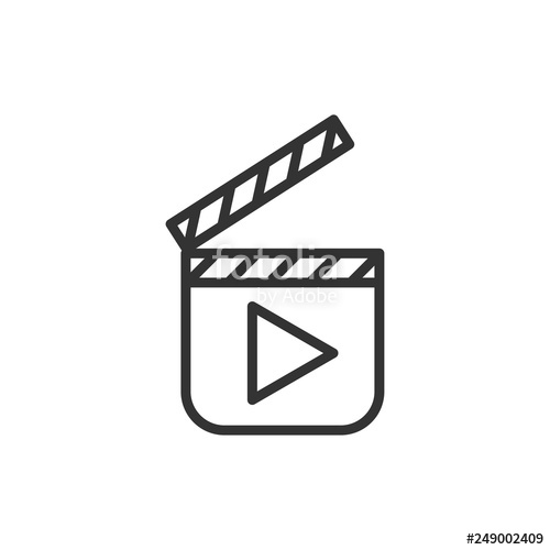 500x500 film clapperboard thin line illustration isolated on white - Clapperboard Drawing