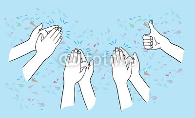 400x243 Hands Clapping Ovation And Thump Up On Blue Background Applaud - Clapping Hands Drawing