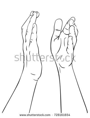 360x470 Vector Sketch Of Clapping Hands, Hand Drawn Line Art Illustration - Clapping Hands Drawing