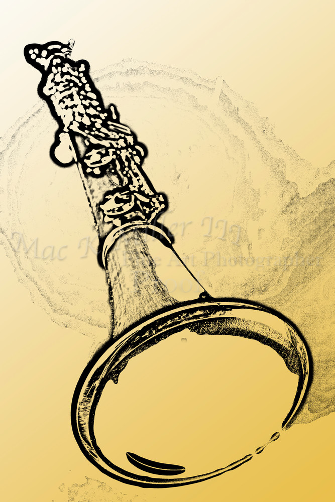 667x1000 clarinet drawing canvas print - Clarinet Drawing