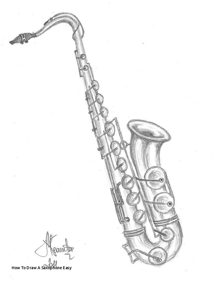 736x970 How To Draw A Saxophone Easy Best Saxophone Cake Images - Clarinet Drawing Step By Step