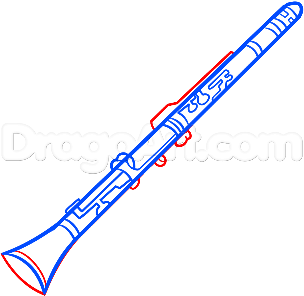 1062x1033 How To Draw A Clarinet, Step - Clarinet Drawing Step By Step