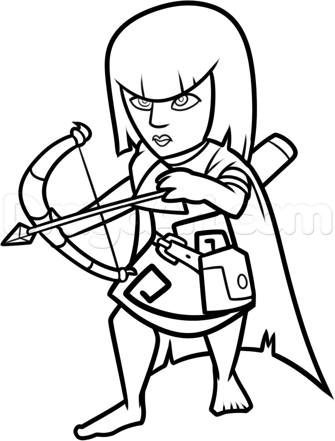 657x865 how to draw clash of clans archer, step - Clash Of Clans Drawing