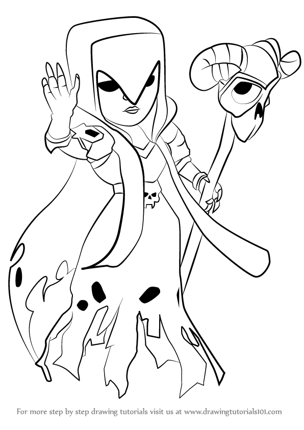 596x843 learn how to draw witch from clash of the clans - Clash Of Clans Drawing