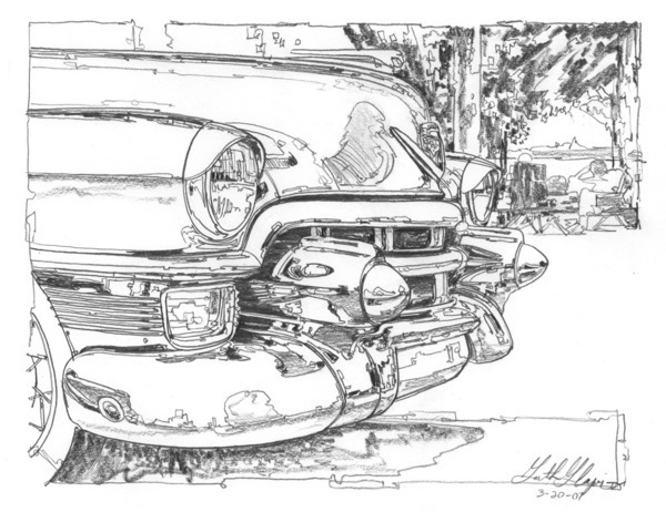 600x462 classic car drawings on behance - Classic Car Drawing